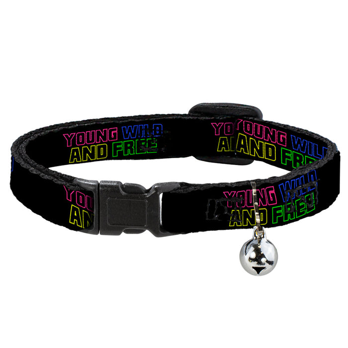 Cat Collar Breakaway - YOUNG WILD AND FREE Outline Black Multi Neon Breakaway Cat Collars Buckle-Down   