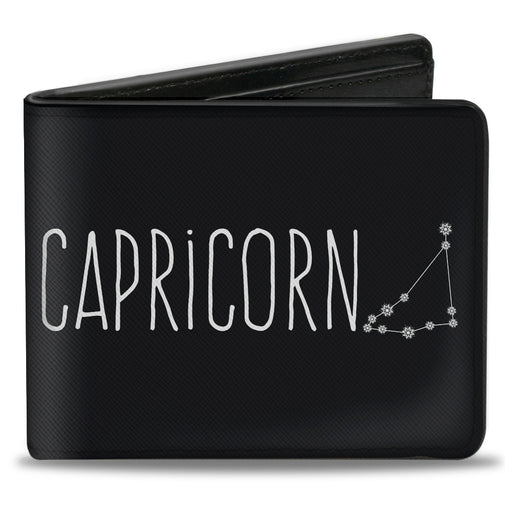 Bi-Fold Wallet - Zodiac CAPRICORN Constellation Black White Bi-Fold Wallets Buckle-Down   