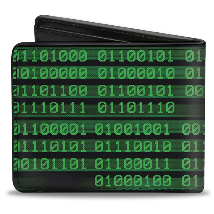 Bi-Fold Wallet - Binary Code Black Green Bi-Fold Wallets Buckle-Down   