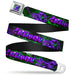 Catwoman Whip Pose Face CLOSE-UP Full Color Black Greens Purples Seatbelt Belt - CATWOMAN Whip Pose/Graffiti Black/Greens/Purples Webbing Seatbelt Belts DC Comics   