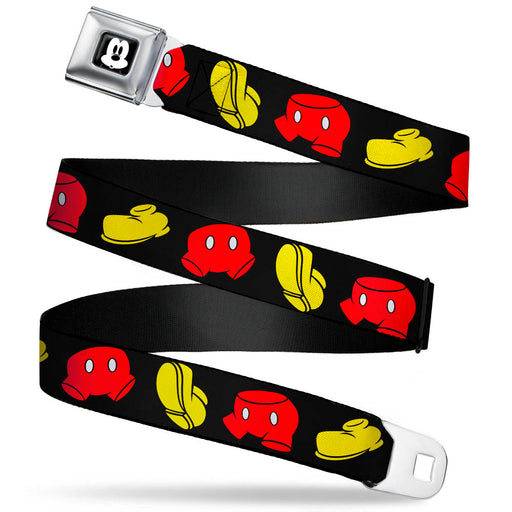 Mickey Mickey Mouse Expression4 Full Color Black/White Seatbelt Belt - Mickey Mouse Shorts and Shoes Black/Red/Yellow Webbing Seatbelt Belts Disney   