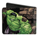 MARVEL AVENGERS Bi-Fold Wallet - Avengers Hulk Breaking Rocks 2-Poses Bi-Fold Wallets Marvel Comics   