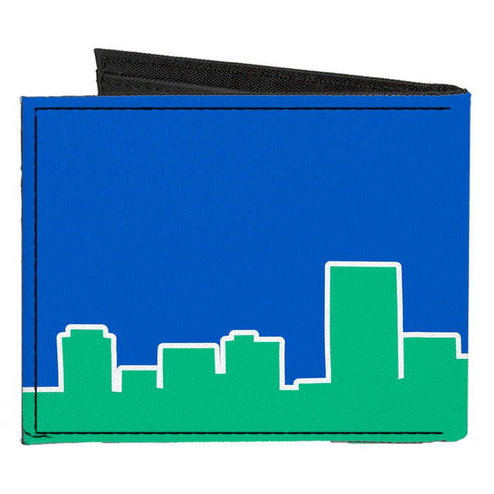 Canvas Bi-Fold Wallet - Seattle Skyline Blue Green Canvas Bi-Fold Wallets Buckle-Down   