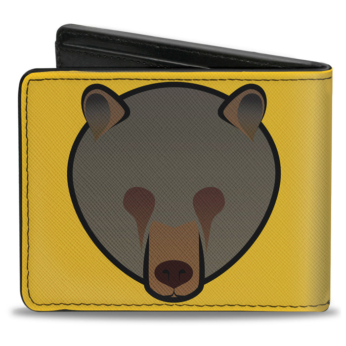 Bi-Fold Wallet - Brown Bear Repeat Yellow Bi-Fold Wallets Buckle-Down   