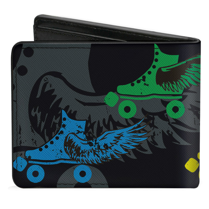 Bi-Fold Wallet - Roller Skates Black Gray Multi Color Bi-Fold Wallets Buckle-Down   