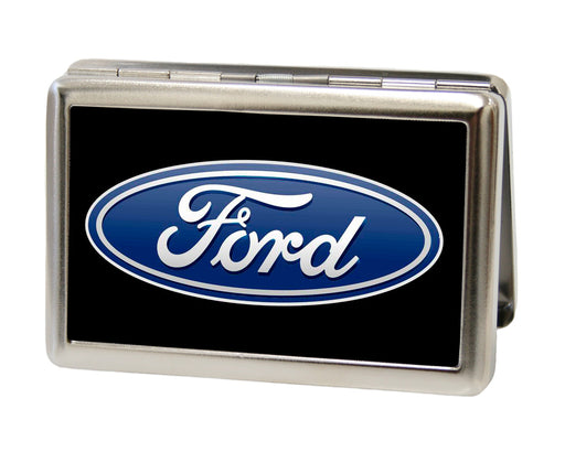 Business Card Holder - LARGE - Ford Oval Logo CENTERED FCG Black Metal ID Cases Ford   