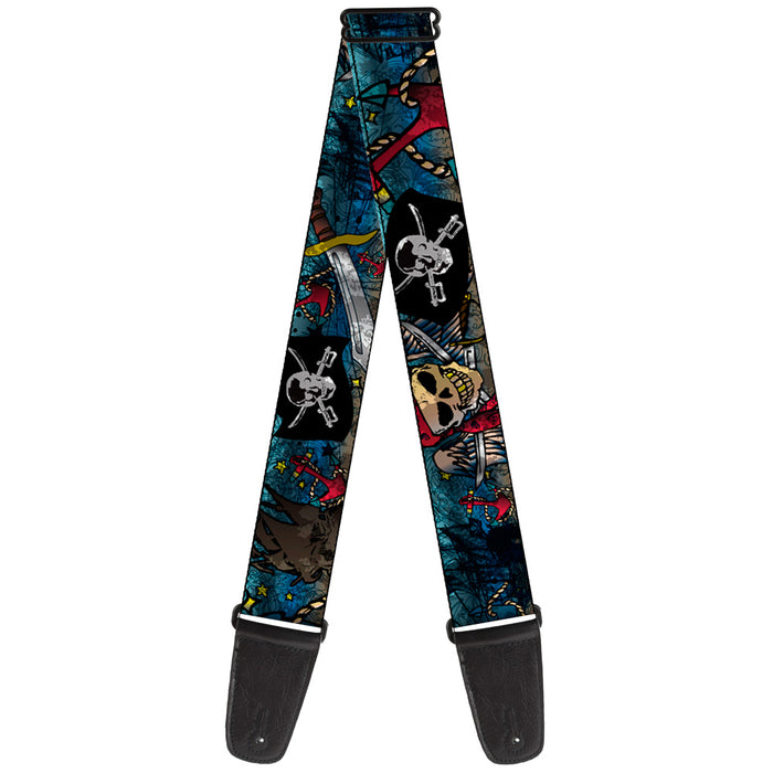 Guitar Strap - Dead Men Tell No Tales CLOSE-UP Turquoise Guitar Straps Buckle-Down   