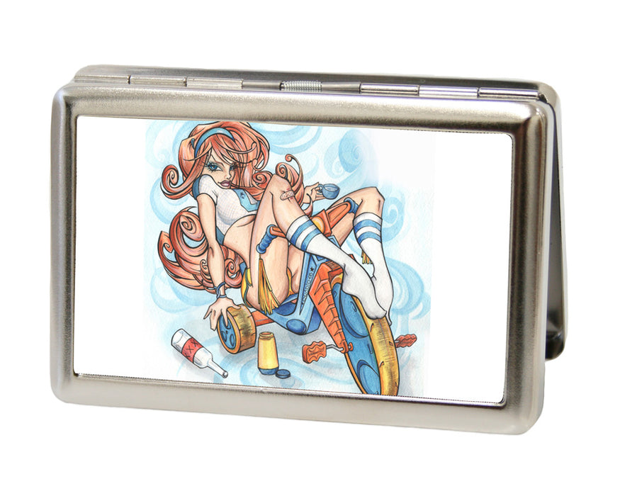 Business Card Holder - LARGE - Drinkin & Drivin FCG Metal ID Cases Sexy Ink Girls   