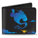 Bi-Fold Wallet - Genie Lamp Silhouette Pose Clouds Black Blues Gold Bi-Fold Wallets Disney   