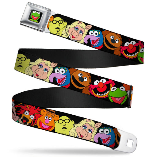 Kermit Face Full Color Black Seatbelt Belt - Muppets Faces Black Webbing Seatbelt Belts Disney   