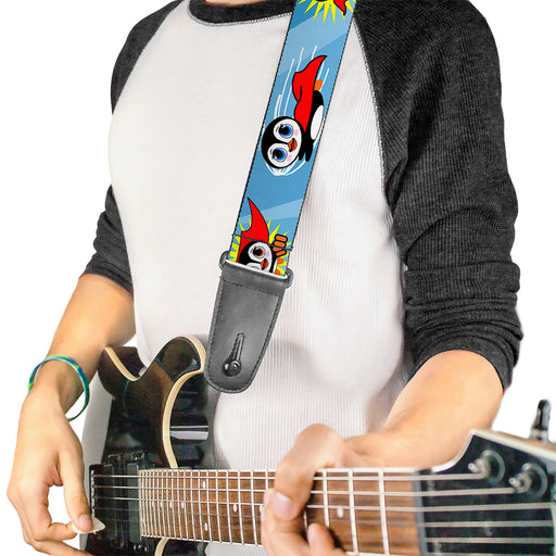 Guitar Strap - Penguin Superhero Blue Bubbles Guitar Straps Buckle-Down   