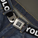 BD Wings Logo CLOSE-UP Full Color Black Silver Seatbelt Belt - YOLO Black/White Webbing Seatbelt Belts Buckle-Down   