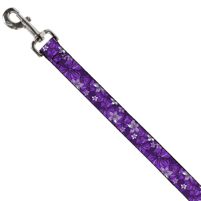 Dog Leash - Hibiscus Collage Purple Shades Dog Leashes Buckle-Down   