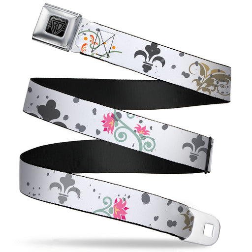 BD Wings Logo CLOSE-UP Full Color Black Silver Seatbelt Belt - Flower Splatter White/Gray Webbing Seatbelt Belts Buckle-Down   