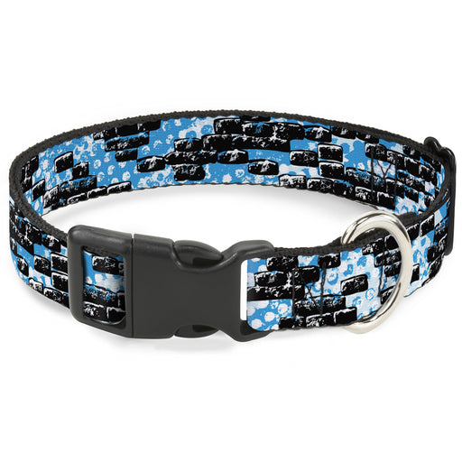 Plastic Clip Collar - Grunge Bricks Blue Plastic Clip Collars Buckle-Down   