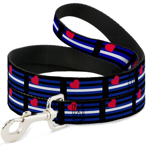 Dog Leash - Flag Leather Black/Blue/Red/White Dog Leashes Buckle-Down   