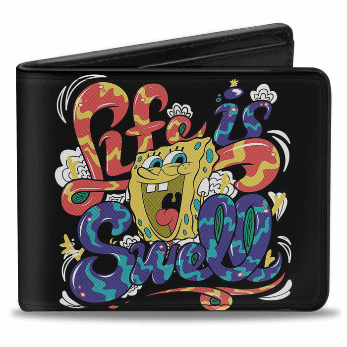 Bi-Fold Wallet - Sponge Bob LIFE IS SWELL Swirl Bi-Fold Wallets Nickelodeon   