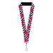 Lanyard - 1.0" - Checker & Stars Black White Pink Lanyards Buckle-Down   