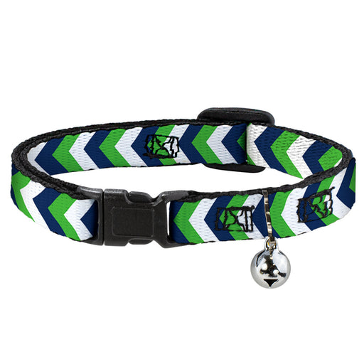 Cat Collar Breakaway - Chevron White Bright Green Navy Breakaway Cat Collars Buckle-Down   