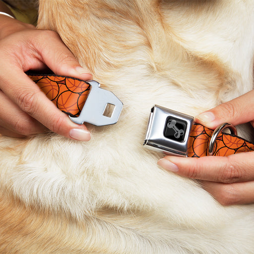 Dog Bone Black/Silver Seatbelt Buckle Collar - Basketballs Stacked Seatbelt Buckle Collars Buckle-Down   