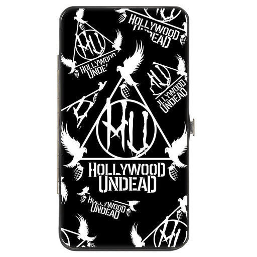 Hinged Wallet - HOLLYWOOD UNDEAD Triangle Dove and Grenade Logo Black White Hinged Wallets Hollywood Undead   