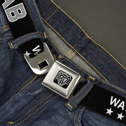 BD Wings Logo CLOSE-UP Full Color Black Silver Seatbelt Belt - WATCH ME DAB/Stars Black/Red/White/Crackle Gray Webbing Seatbelt Belts Buckle-Down   