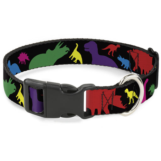 Plastic Clip Collar - Dinosaur Silhouette Black/Multi Color Plastic Clip Collars Buckle-Down   