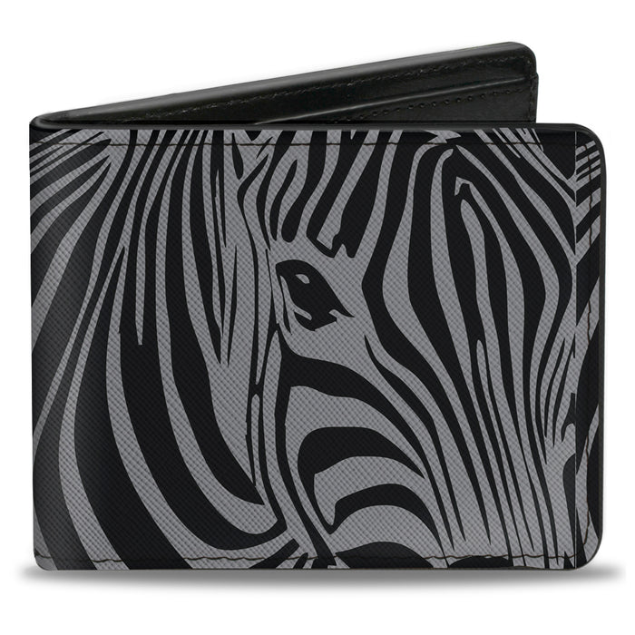 Bi-Fold Wallet - Zebra Head Black Gray Bi-Fold Wallets Buckle-Down   