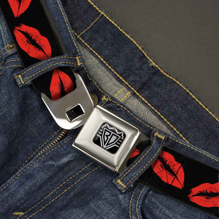 BD Wings Logo CLOSE-UP Full Color Black Silver Seatbelt Belt - Kisses Webbing Seatbelt Belts Buckle-Down   