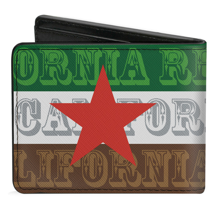 Bi-Fold Wallet - Cali Bear Silhouette & Star CALIFORNIA REPUBLIC Green White Brown Black Red Bi-Fold Wallets Buckle-Down   