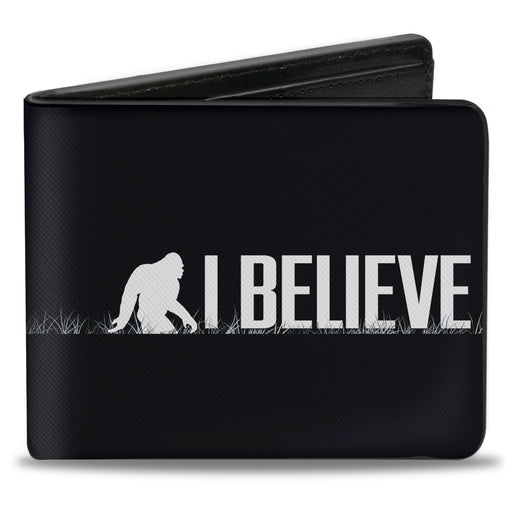 Bi-Fold Wallet - Bigfoot Silhouette I BELIEVE Black Gray White Bi-Fold Wallets Buckle-Down   
