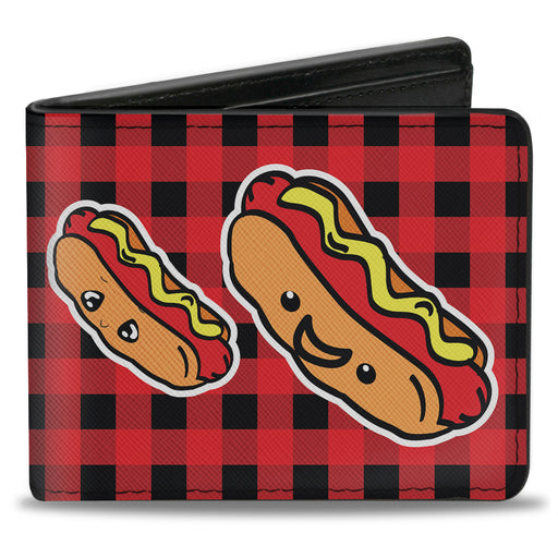 Bi-Fold Wallet - Hot Dogs Buffalo Plaid Black Red Bi-Fold Wallets Buckle-Down   