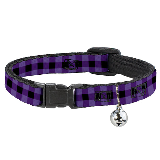Cat Collar Breakaway - Buffalo Plaid Black Purple Breakaway Cat Collars Buckle-Down   