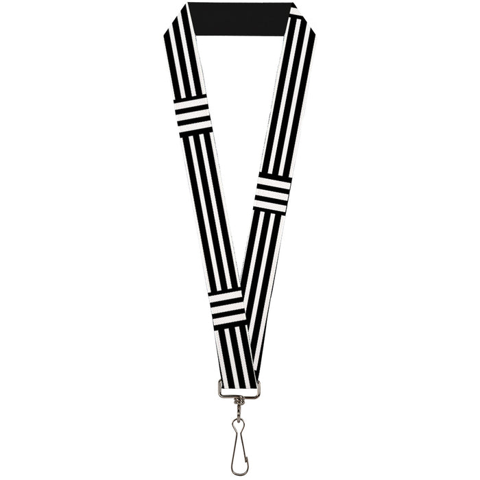 Lanyard - 1.0" - Stripe Blocks Black White Lanyards Buckle-Down   