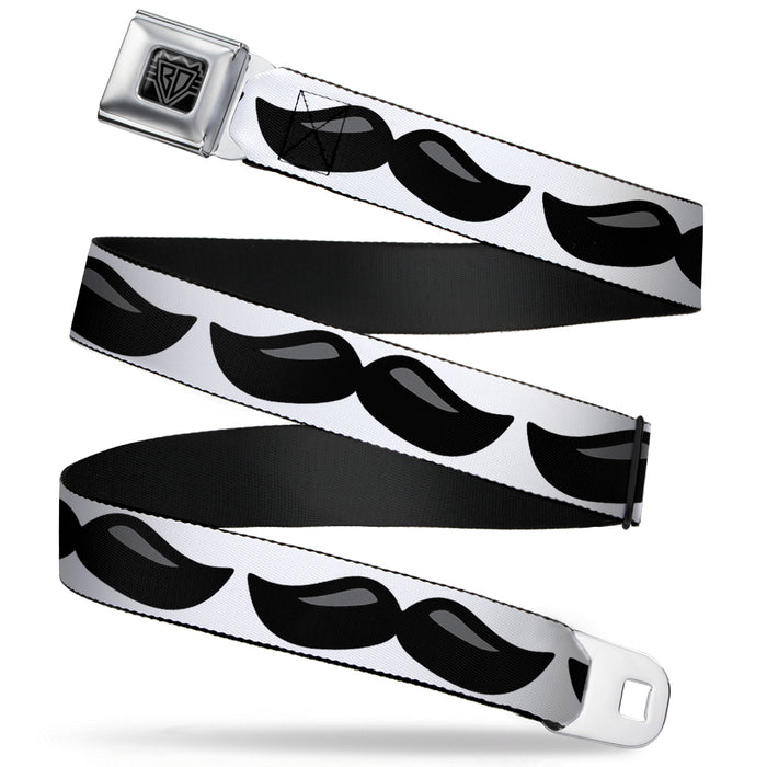 BD Wings Logo CLOSE-UP Full Color Black Silver Seatbelt Belt - Plastic Mustache White/Black Webbing Seatbelt Belts Buckle-Down   