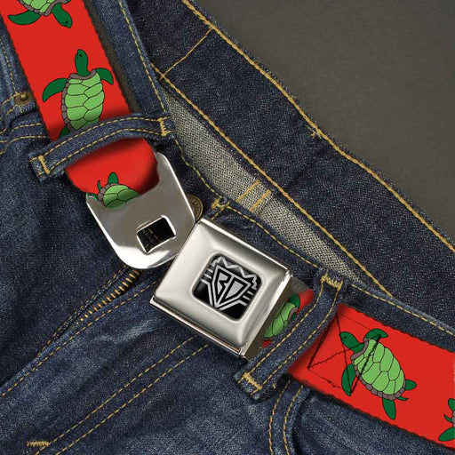 BD Wings Logo CLOSE-UP Full Color Black Silver Seatbelt Belt - Sea Turtles Red/Green Webbing Seatbelt Belts Buckle-Down   