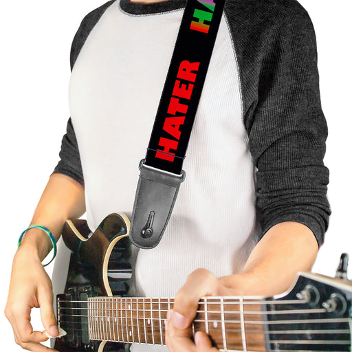 Guitar Strap - HATER Black Red Rainbow Fade Guitar Straps Buckle-Down   