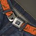 BD Wings Logo CLOSE-UP Full Color Black Silver Seatbelt Belt - Spikes Scattered2 Orange/Brown Webbing Seatbelt Belts Buckle-Down   