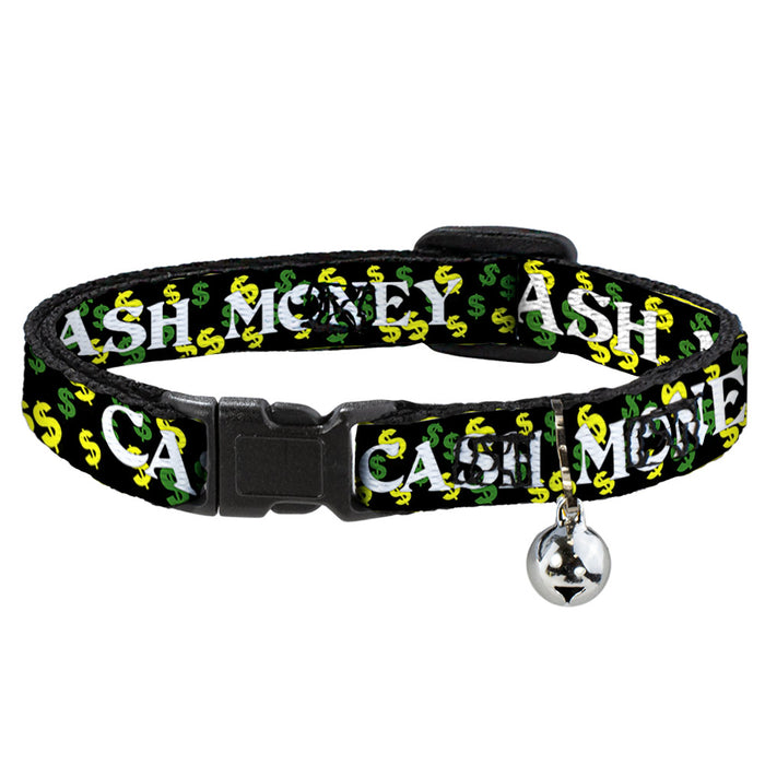 Cat Collar Breakaway - CASH MONEY w $$$ Black White Yellow Green Breakaway Cat Collars Buckle-Down   