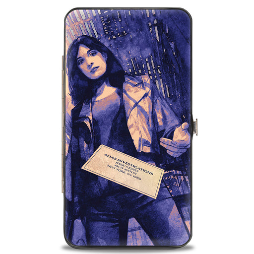 MARVEL UNIVERSE Hinged Wallet - Jessica Jones Marvel Now Variant Comic Book Cover 1 Tossing Business Card + Title Pinks Blues Hinged Wallets Marvel Comics   