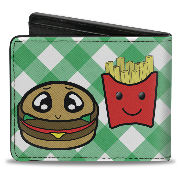 Bi-Fold Wallet - Burger & Fries Cartoon Straight Green Tablecloth Bi-Fold Wallets Buckle-Down   