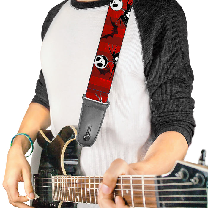Guitar Strap - Nightmare Before Christmas Jack Poses Bats Red Stripe Guitar Straps Disney   