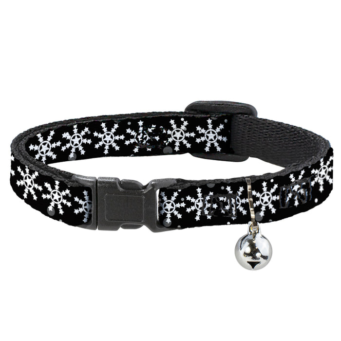 Cat Collar Breakaway - Starry Snowflakes Black White Gray Breakaway Cat Collars Buckle-Down   