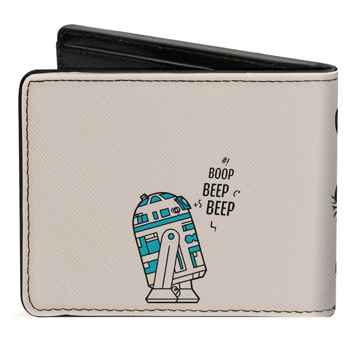 Bi-Fold Wallet - Star Wars Chewbacca Carrying C3-PO + R2-D2 Mono Line Scene Bi-Fold Wallets Star Wars   