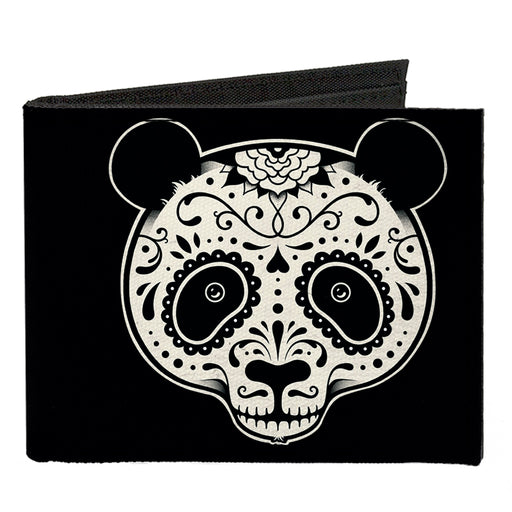 Canvas Bi-Fold Wallet - Panda Bear Sugar Skull Black White Canvas Bi-Fold Wallets Buckle-Down   