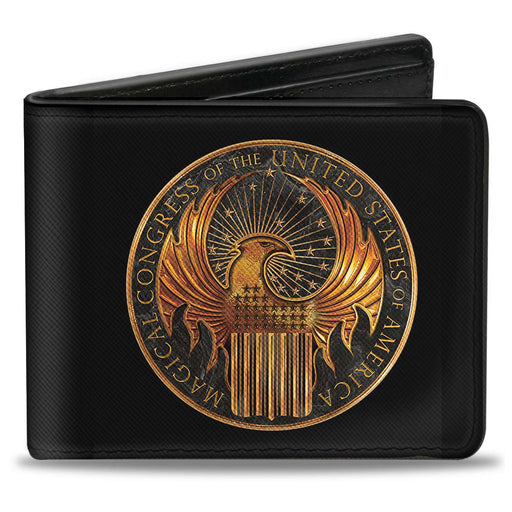 Bi-Fold Wallet - Fantastic Beasts and Where to Find Them MACUSA Seal Black Golds Bi-Fold Wallets The Wizarding World of Harry Potter   