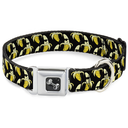 Dog Bone Seatbelt Buckle Collar - Banana Peeled w/Sunglasses Black/Yellow Seatbelt Buckle Collars Buckle-Down   