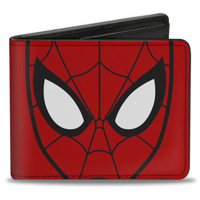 ULTIMATE SPIDER-MAN Bi-Fold Wallet - Spider-Man Face CLOSE-UP + Spiders Red Black Bi-Fold Wallets Marvel Comics   