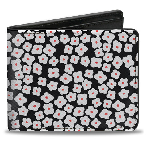 Bi-Fold Wallet - Ditsy Floral Black White Red Bi-Fold Wallets Buckle-Down   