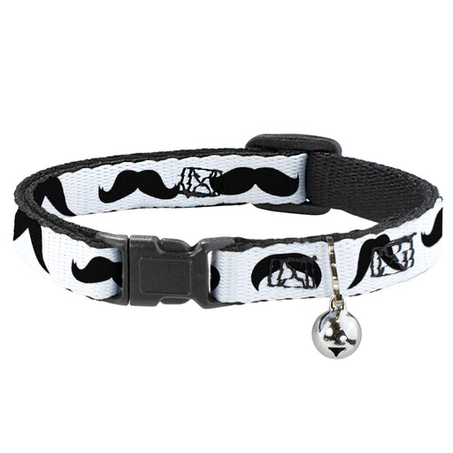 Cat Collar Breakaway - Mustaches Straight White Black Breakaway Cat Collars Buckle-Down   